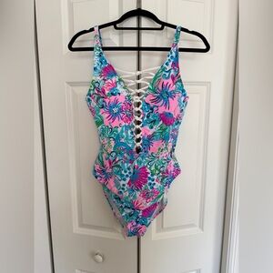 Lilly Pulitzer Isle Lattice Floral Print One-Piece Swimsuit